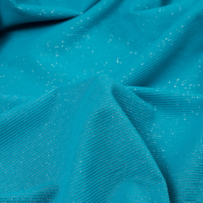 Surf Blue and Metallic Silver Striped Stretch Nylon Jersey Detail