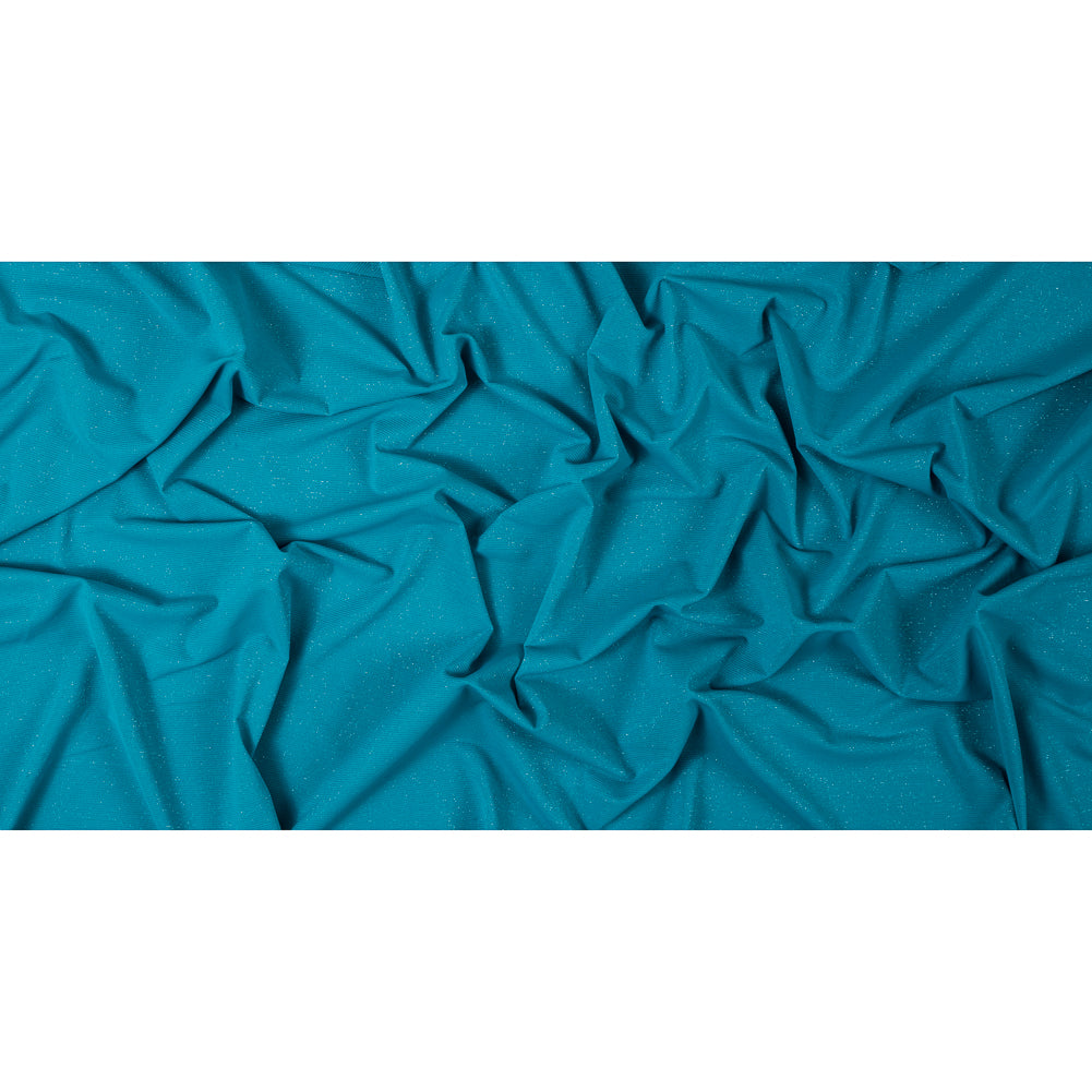 Surf Blue and Metallic Silver Striped Stretch Nylon Jersey Full
