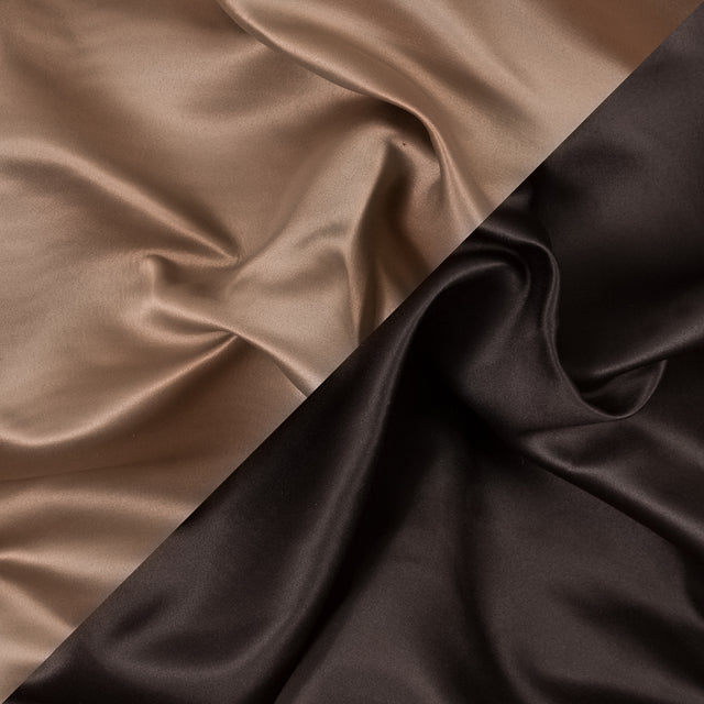 Brown and Tan Two-Tone Double Duchesse Satin