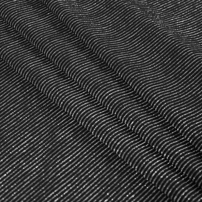 Black and Metallic Silver Striped Stretch Nylon Jersey Folded