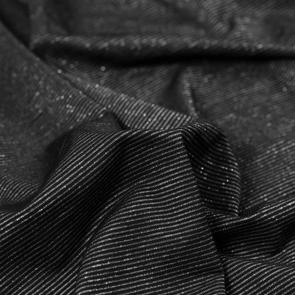 Black and Metallic Silver Striped Stretch Nylon Jersey Detail
