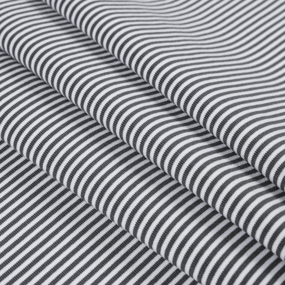 Gray and White Candy Striped Stretch Eclon Jersey - Folded