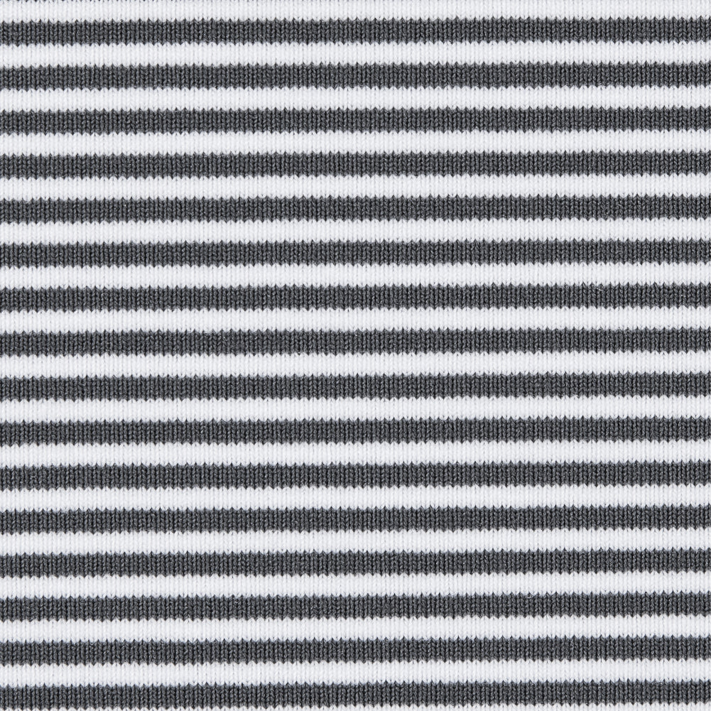 Gray and White Candy Striped Stretch Eclon Jersey - Detail