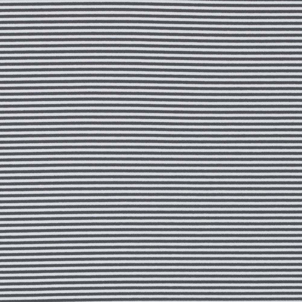 Gray and White Candy Striped Stretch Eclon Jersey