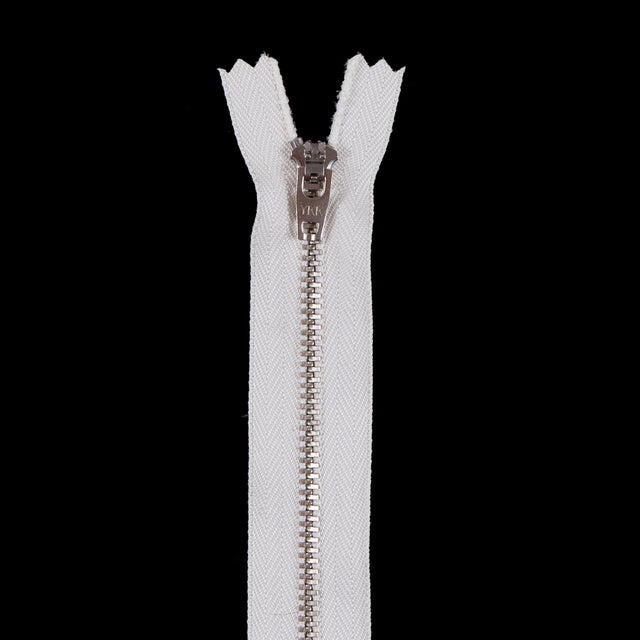 Light Beige Metal Zipper with Silver Pull and Teeth - 5.5"