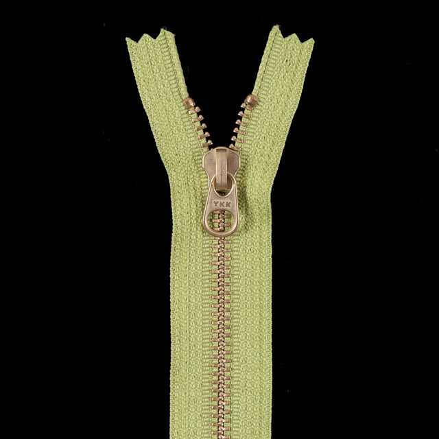 Lime Metal Zipper with a Gold Pull and Teeth - 4.5