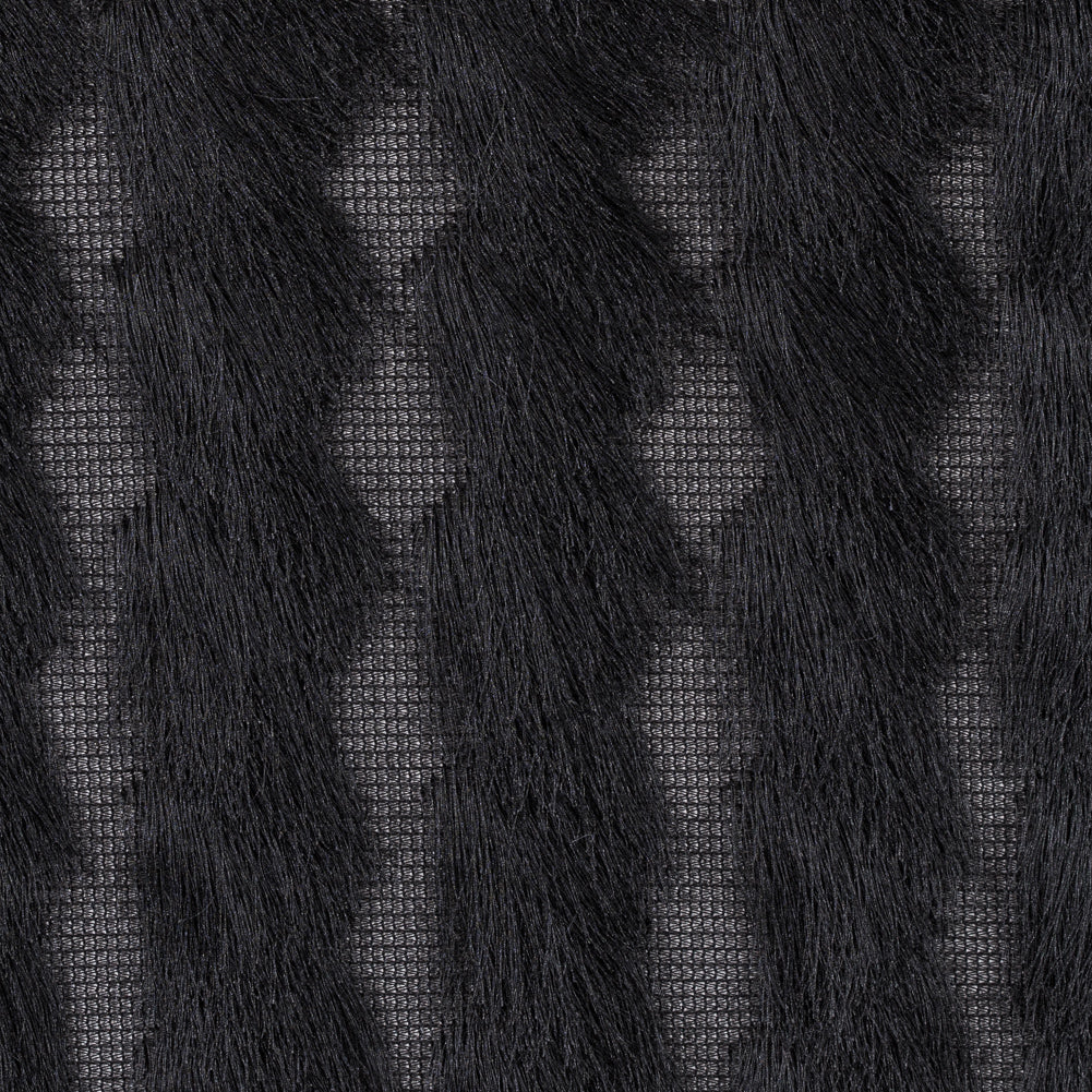 Black Chevron Fringe Fabric