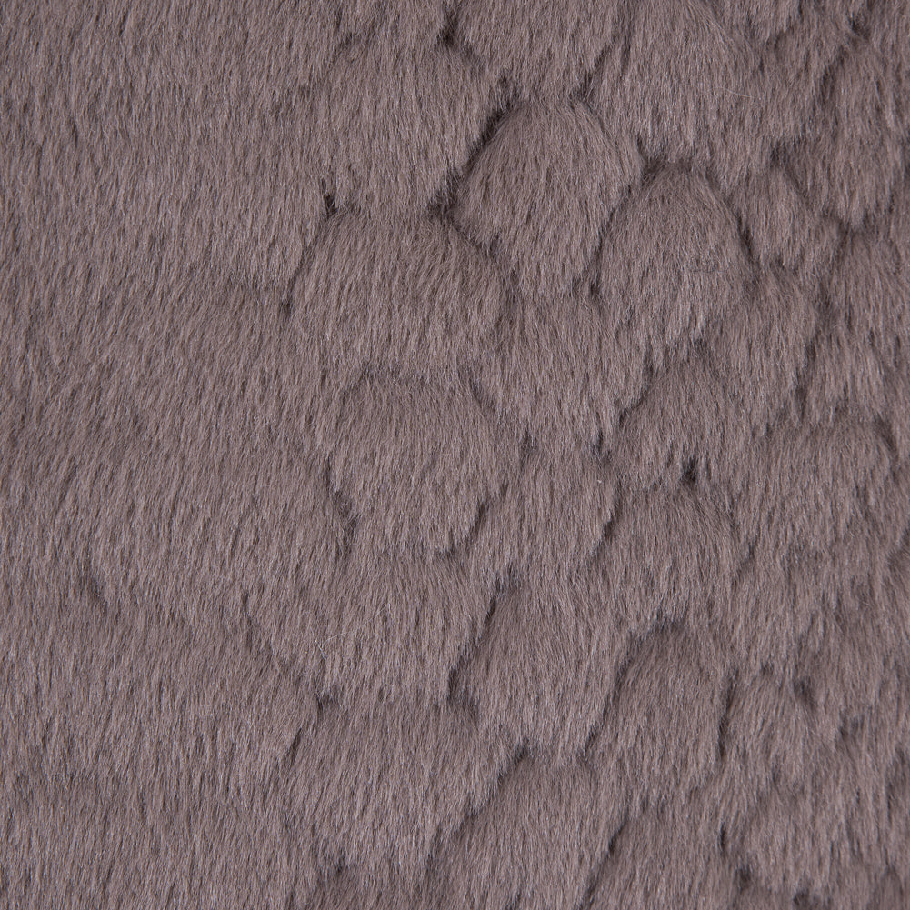 Taupe Silky Embossed Stretch Faux Fur - Full