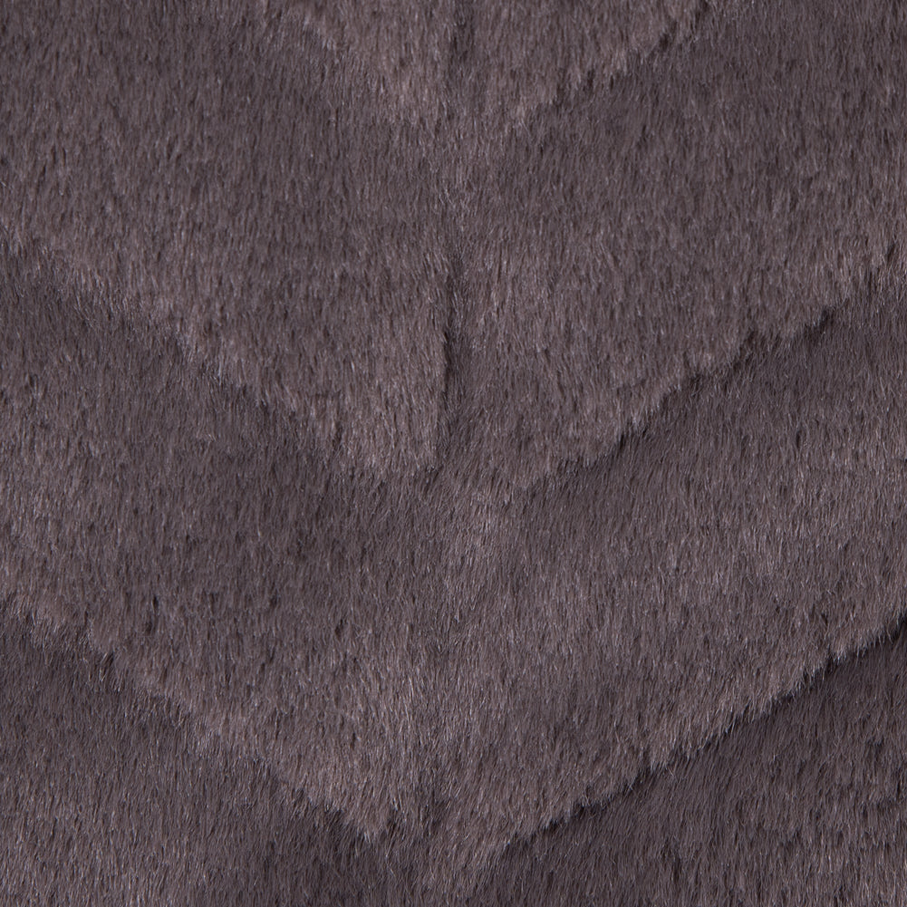 Charcoal Herringbone Grooved Faux Fur - Detail
