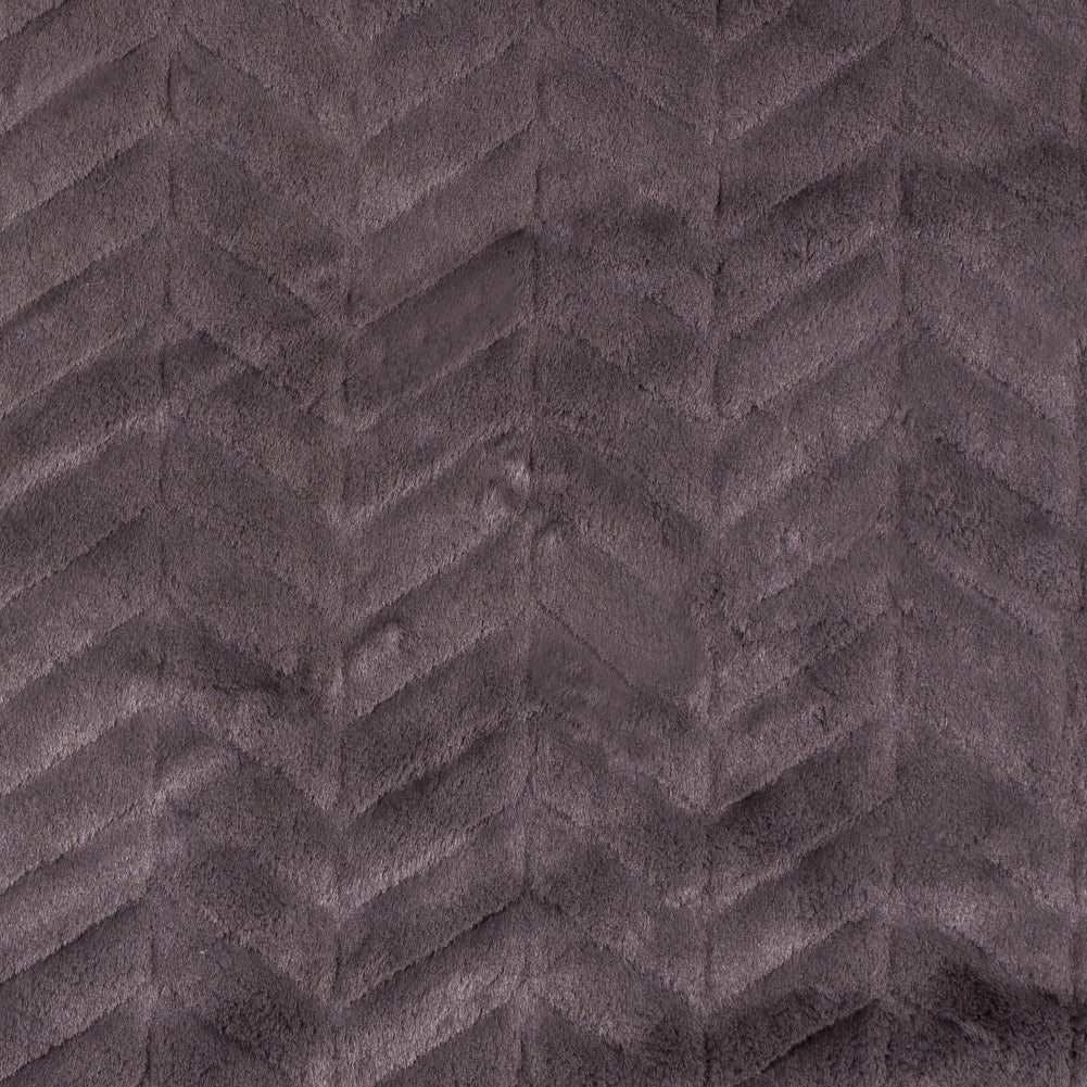 Charcoal Herringbone Grooved Faux Fur
