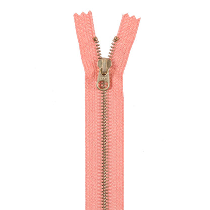 Metal Zipper with Gold Pull and Teeth 8" - Light Orange
