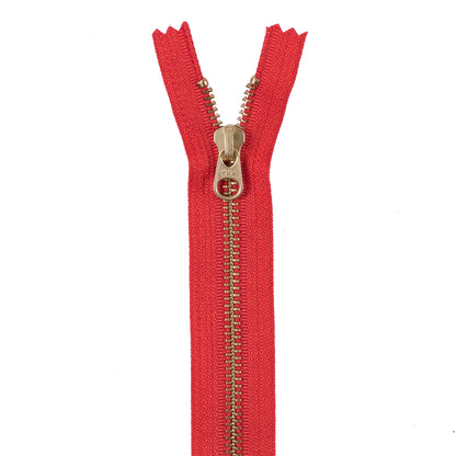 Metal Zipper with Gold Pull and Teeth 6" - Burnt Orange