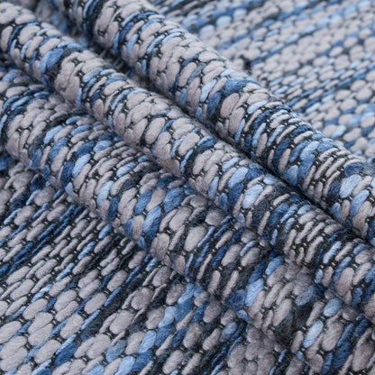True Navy and Gray Blended Wool Tweed - Folded