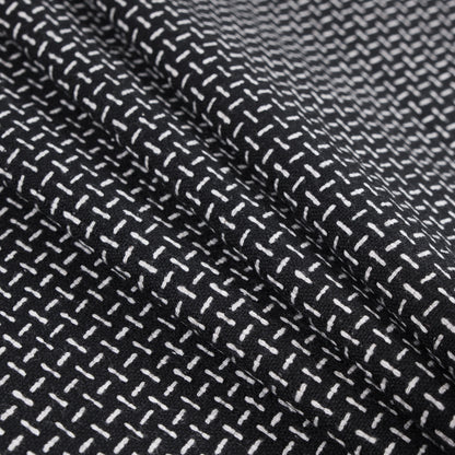 Italian Black and White Woven Wool Blend - Folded