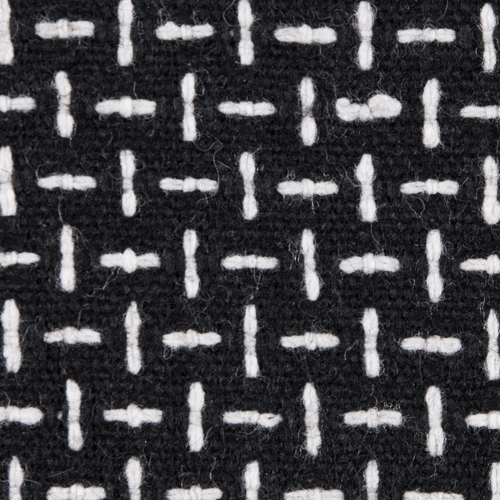 Italian Black and White Woven Wool Blend - Detail