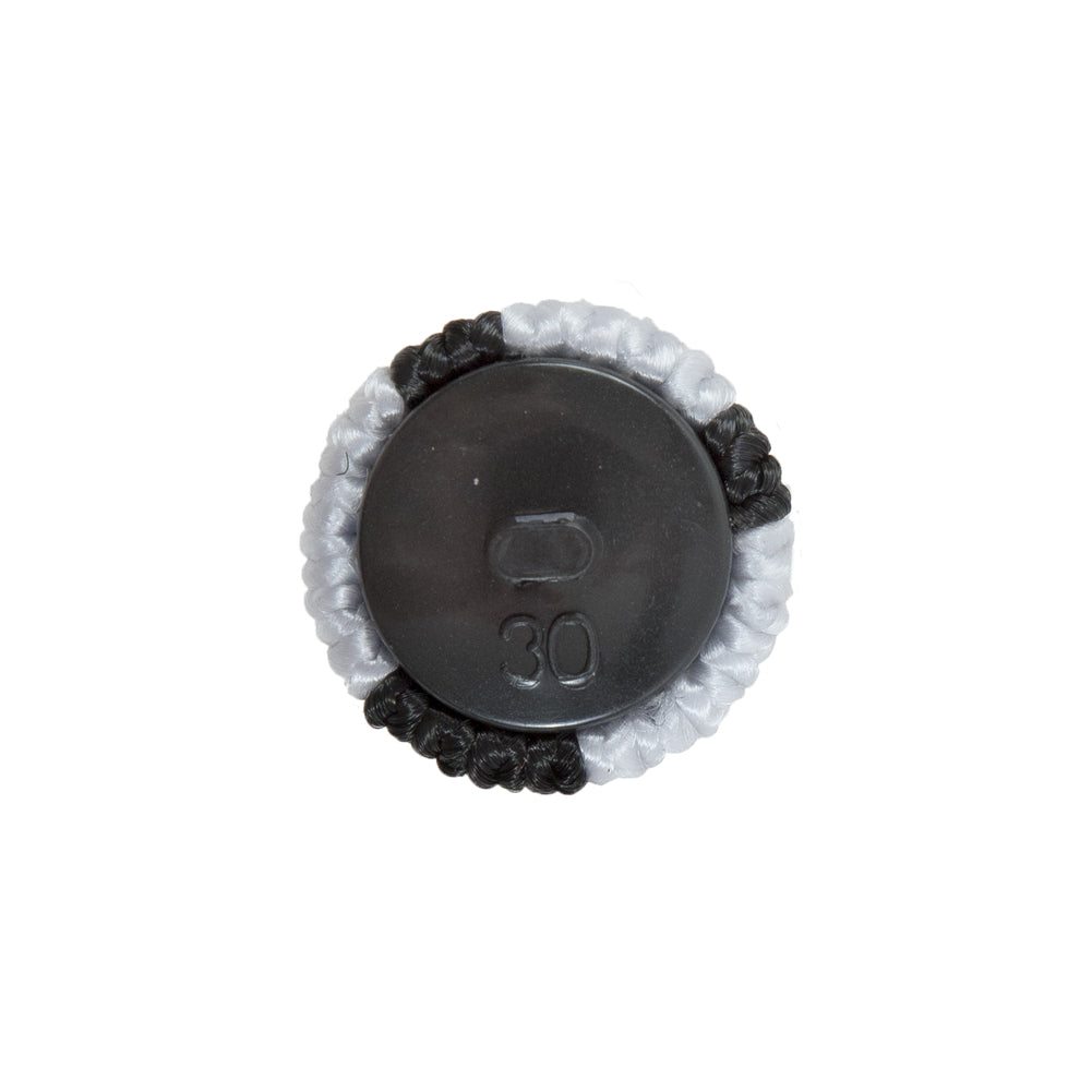 Black &amp; White Fabric Covered Button with Fancy Face - 30L/19mm - Detail