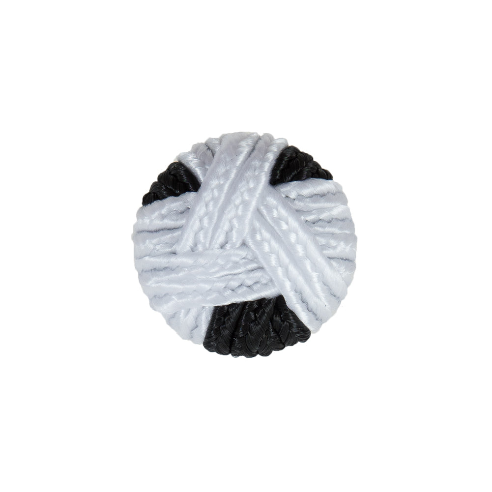 Black &amp; White Fabric Covered Button with Fancy Face - 30L/19mm