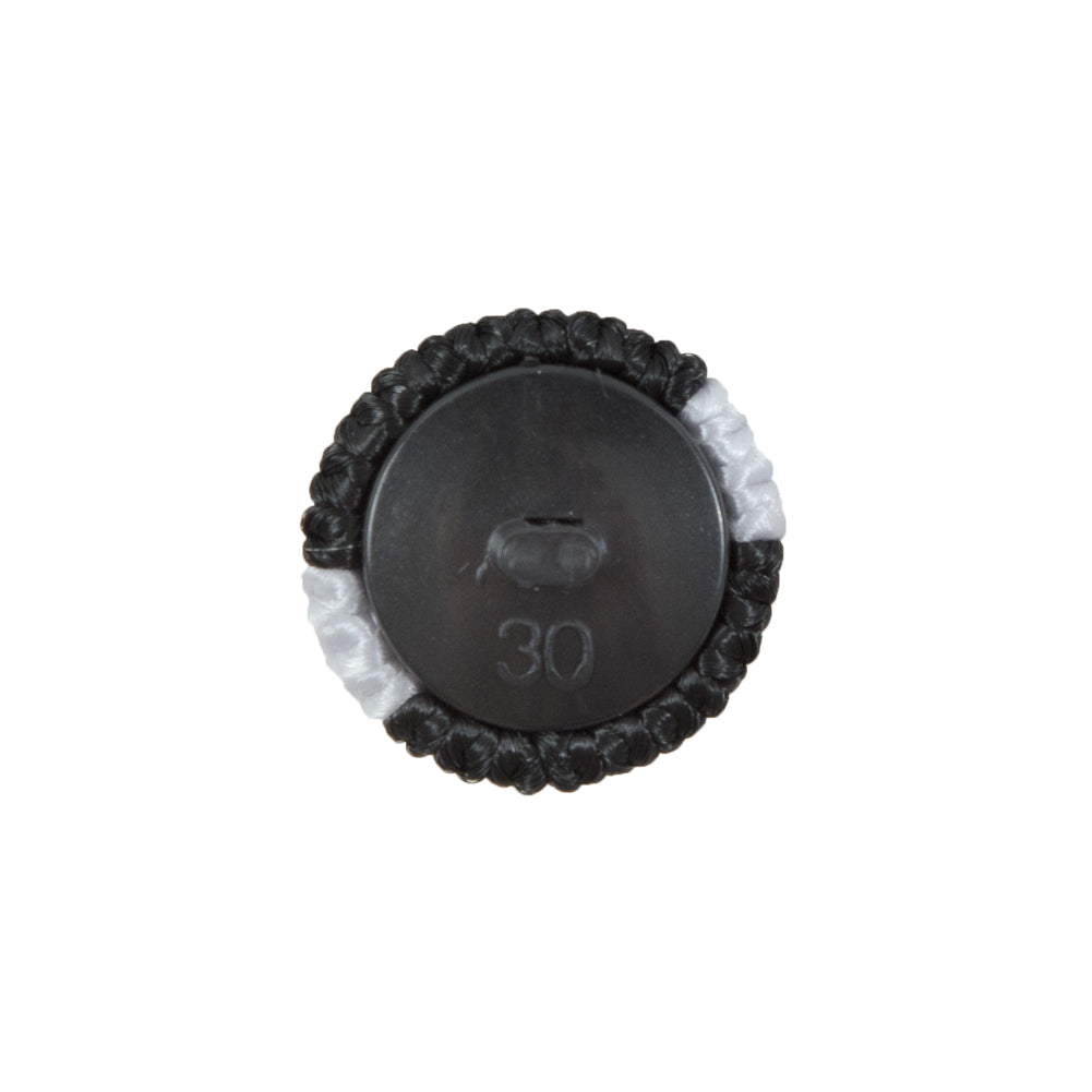 Black & White Fabric Covered Button with Fancy Face - 33L/21mm Detail