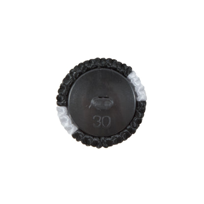 Black & White Fabric Covered Button with Fancy Face - 33L/21mm Detail