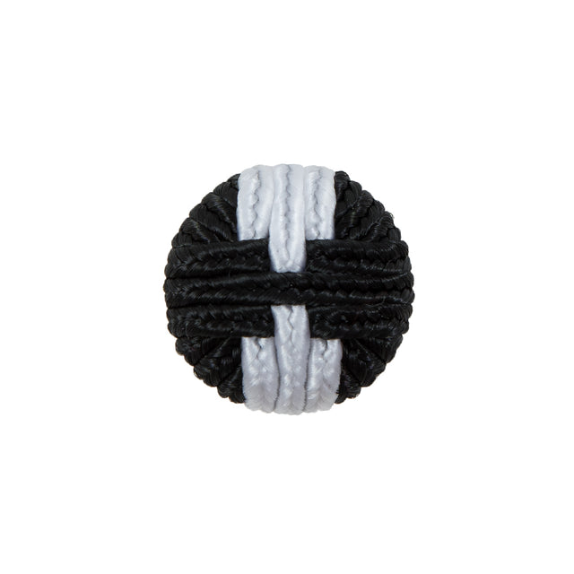 Black & White Fabric Covered Button with Fancy Face - 33L/21mm