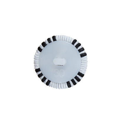 Black &amp; White Fabric Covered Button with Fancy Face - 30L/19mm - Detail
