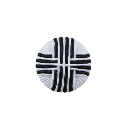 Black &amp; White Fabric Covered Button with Fancy Face - 30L/19mm