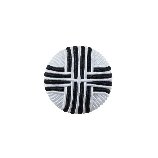 Black &amp; White Fabric Covered Button with Fancy Face - 30L/19mm