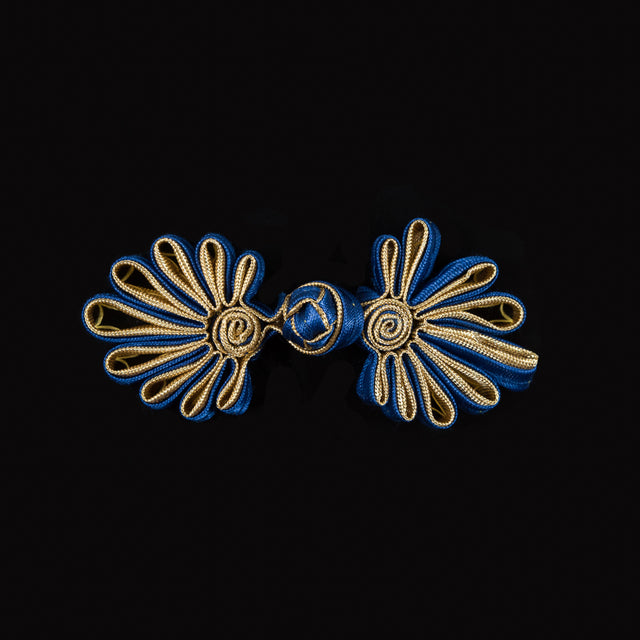 Royal Blue and Gold Frog Closure - 3" x 1.5"