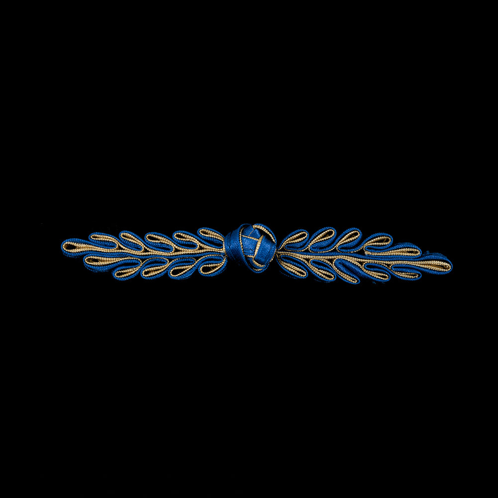 Royal Blue and Gold Frog Closure - 5" x .75"