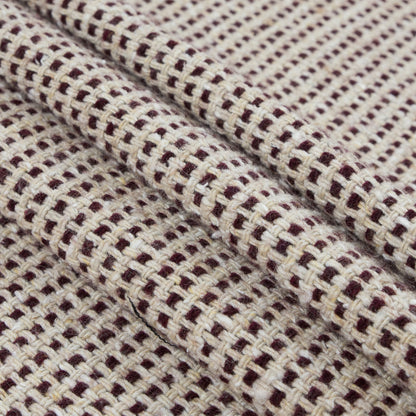 Italian Ecru and Bordeaux Checkerd Wool Blend Folded