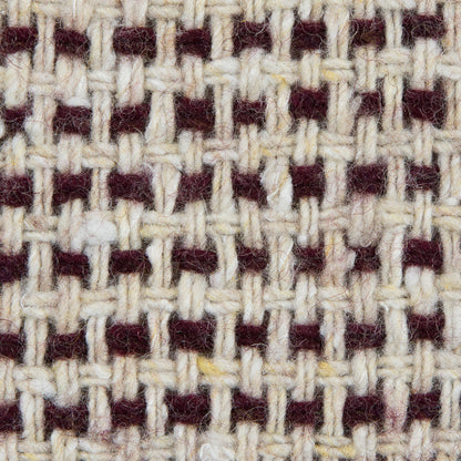 Italian Ecru and Bordeaux Checkerd Wool Blend Detail
