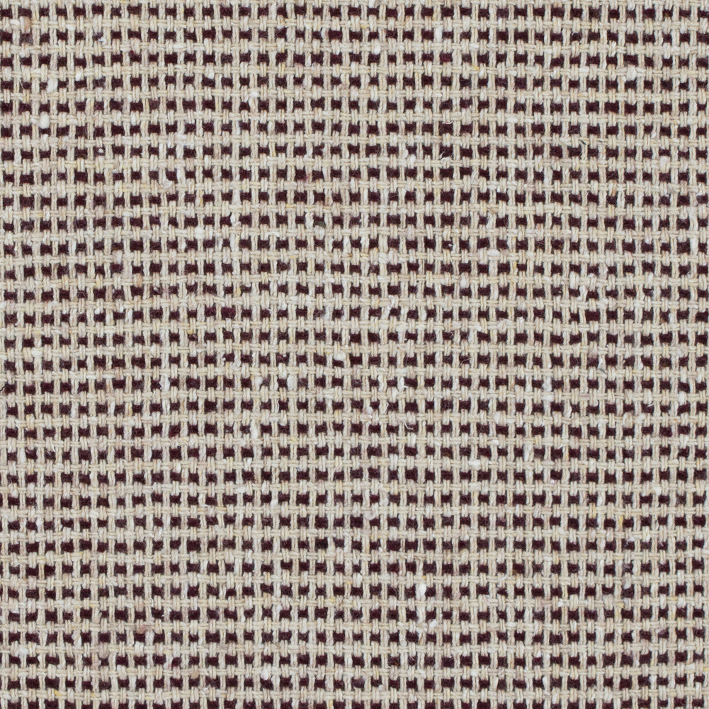 Italian Ecru and Bordeaux Checkerd Wool Blend