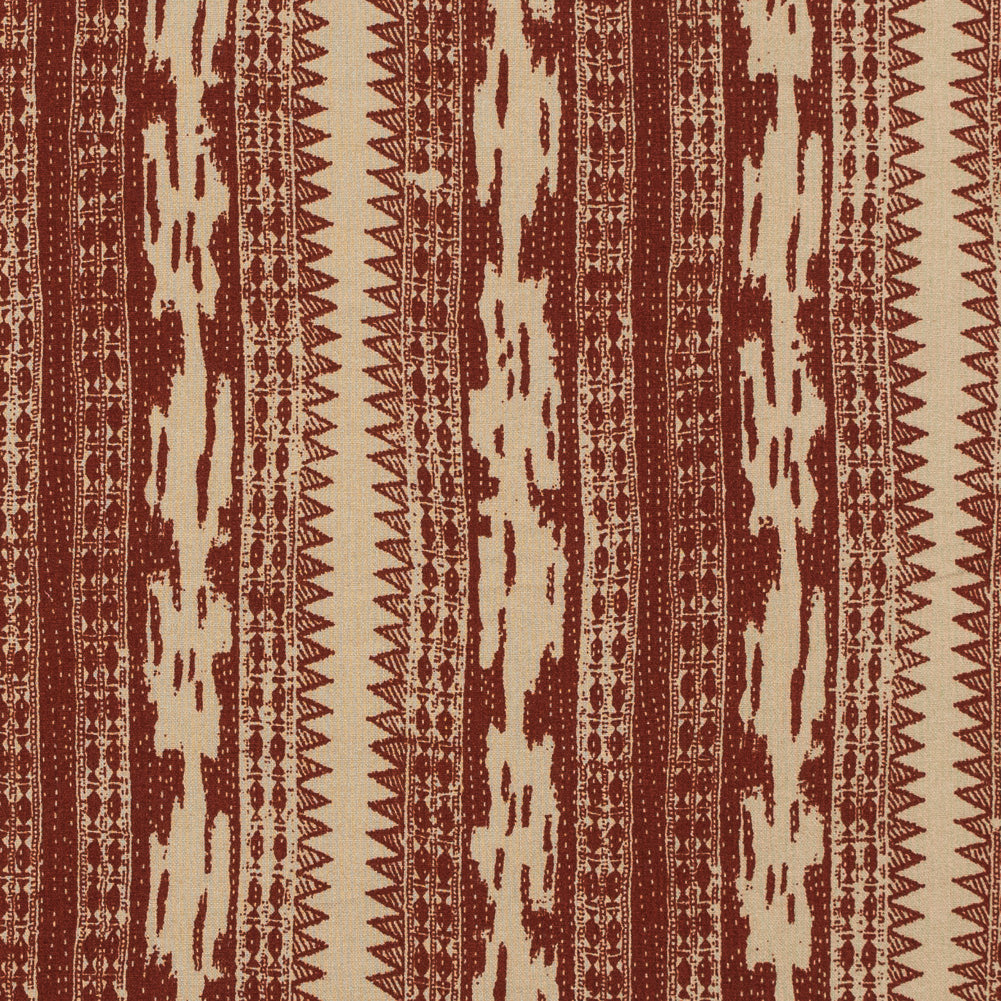Ruby Wine and Safari Beige Tribal Printed Cotton Woven