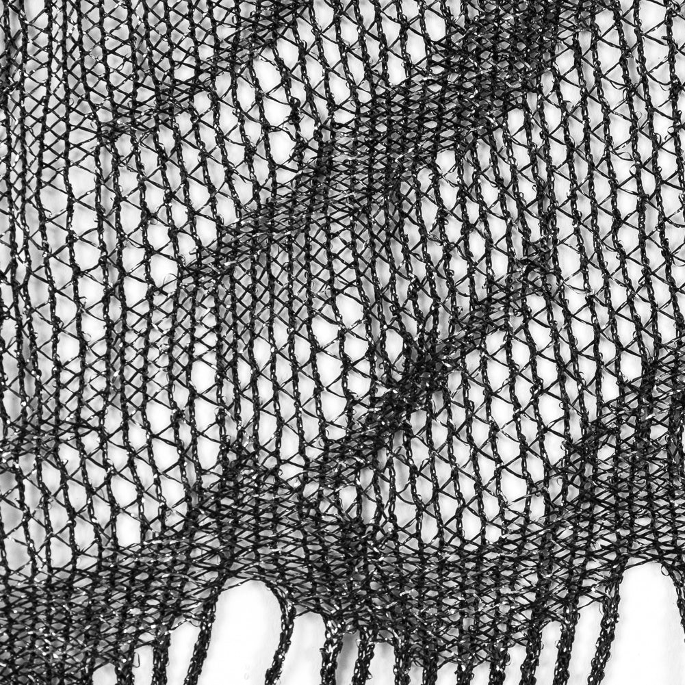 Black and Metallic Silver Fringe Panel Detail