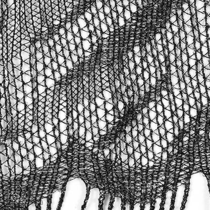 Black and Metallic Silver Fringe Panel Detail