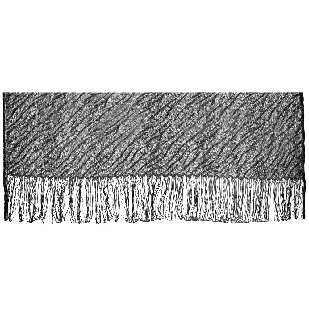 Black and Metallic Silver Fringe Panel Full