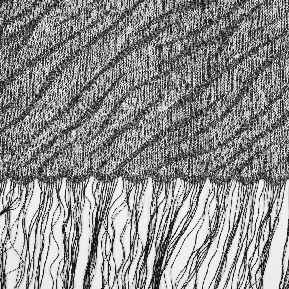 Black and Metallic Silver Fringe Panel