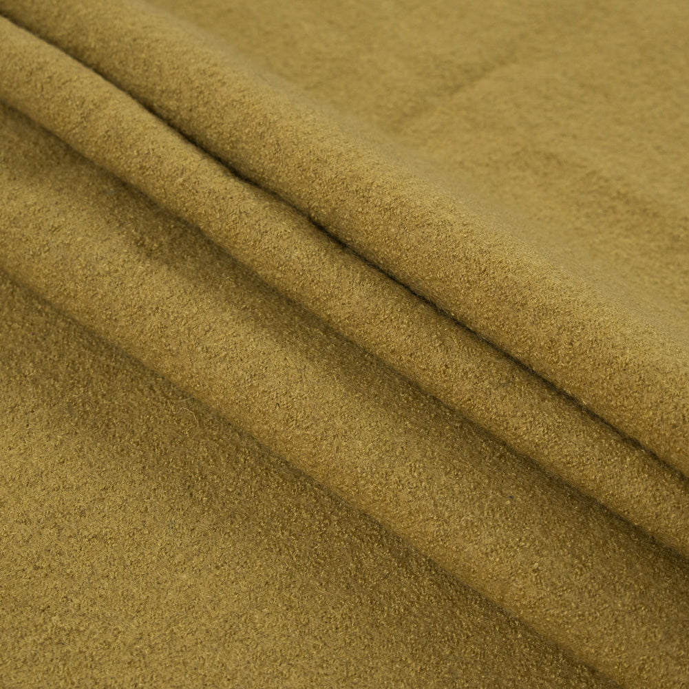 Golden Olive Solid Boiled Wool - Detail