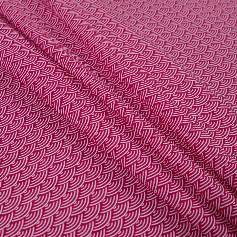 Bright Rose Geometric Printed Nylon Spandex - Folded