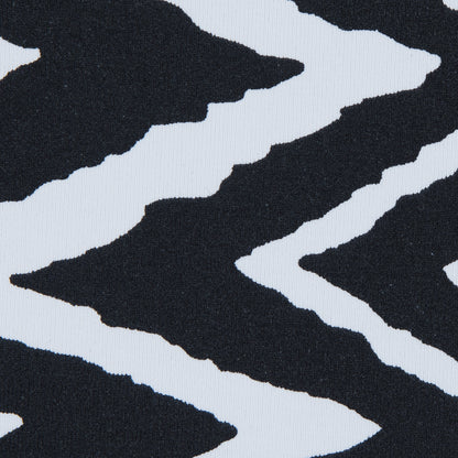 Black and White Zig Zag Printed Polyester Spandex - Detail