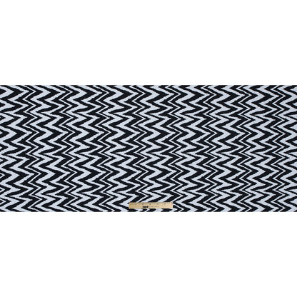 Black and White Zig Zag Printed Polyester Spandex - Full