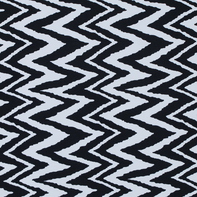 Black and White Zig Zag Printed Polyester Spandex