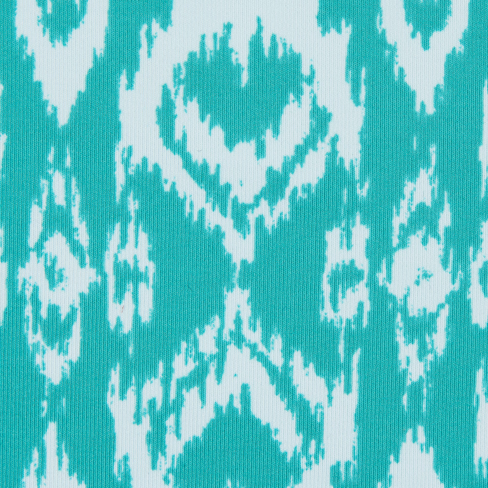 Spectra Green Ikat Printed Polyester Spandex Detail