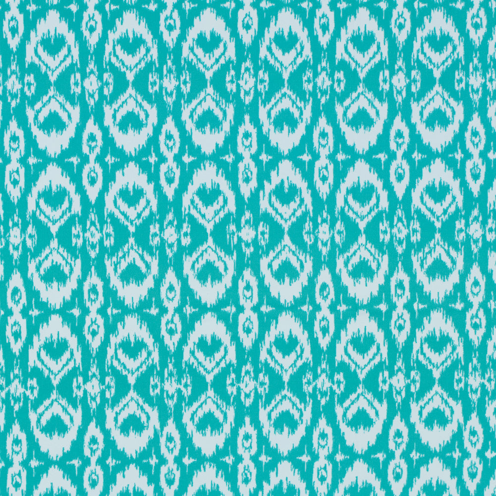 Spectra Green Ikat Printed Polyester Spandex
