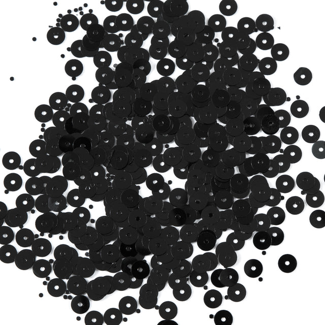 Bag of Black Transparent Bright Loose Sequins - 5mm