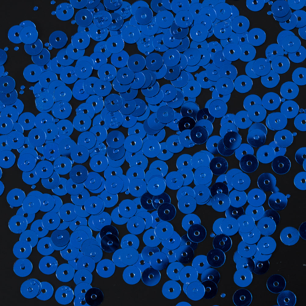 Bag of Blue Color Loose Sequins with Silver Back - 5mm