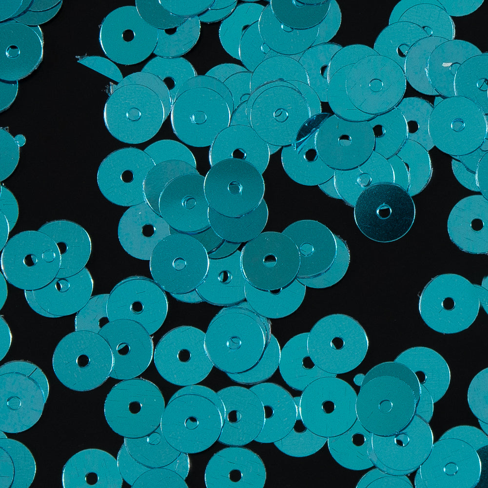 Bag of Turquoise Color Loose Sequins with Silver Back - 6mm Detail