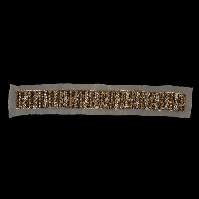 Gold Mesh Beaded & Rhinestone Applique - 18"