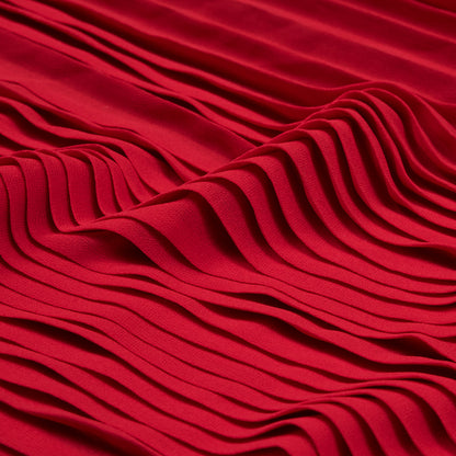 Accordion Pleated Chiffon - Tomato Red - Etereo Collection