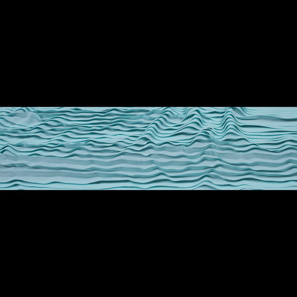 Bleached Aqua Accordion Pleated Chiffon - Folded